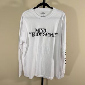 Awake NY Body Mind Spirit Long sleeve tee color White size Large